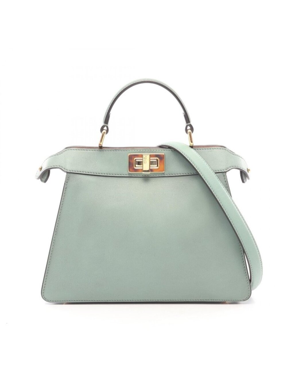 Fendi Handbag Peekaboo ISeeU Small Selleria Green Pink Beige Leather